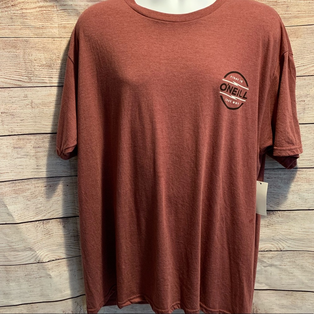 🆕O’NEILL First in Last Out  Burgundy T Shirt 2XL - Picture 2 of 8